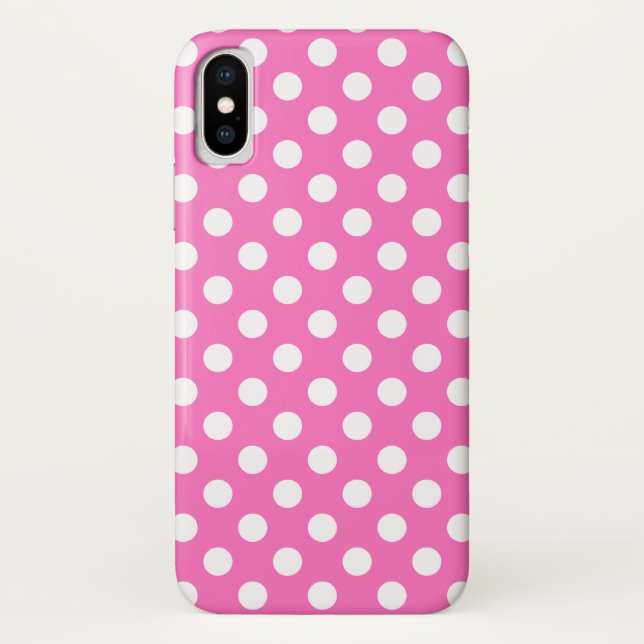 White polka dots on pink Case-Mate iPhone case (Back)