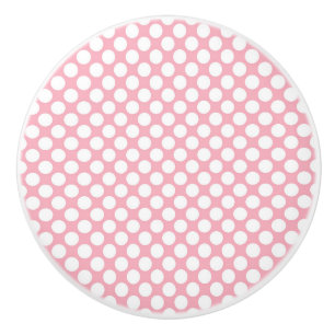 White Polka Dots On Pink Ceramic Knob