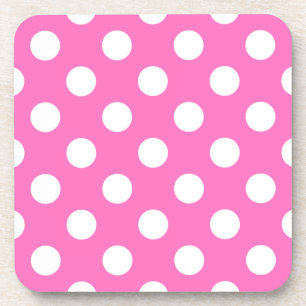 White polka dots on pink coaster