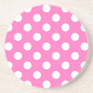 White polka dots on pink coaster