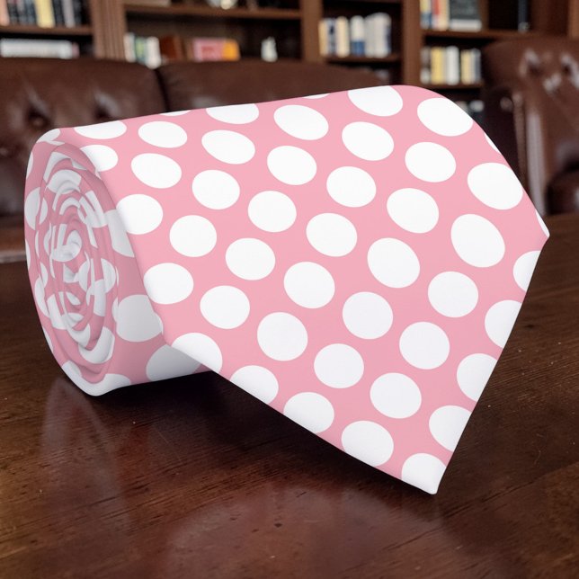 White Polka Dots on Pink Custom Tie (Creator Uploaded)