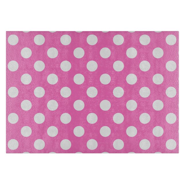 White polka dots on pink cutting board (Front)