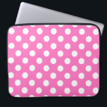 White polka dots on pink laptop sleeve<br><div class="desc">White polka dots on pink</div>