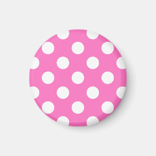 White polka dots on pink magnet