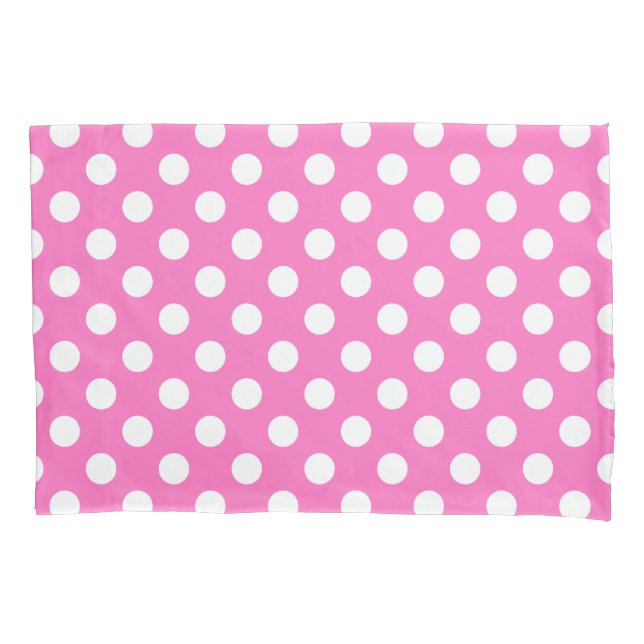 White polka dots on pink pillowcase (Front)