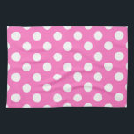 White polka dots on pink tea towel<br><div class="desc">White polka dots on pink</div>