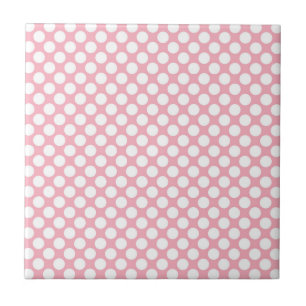 White Polka Dots On Pink Tile