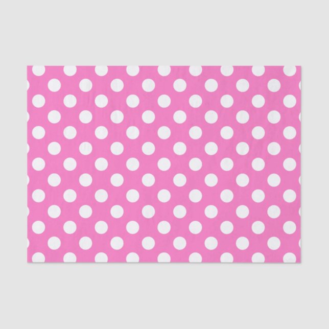 White polka dots on pink tissue paper (Front)