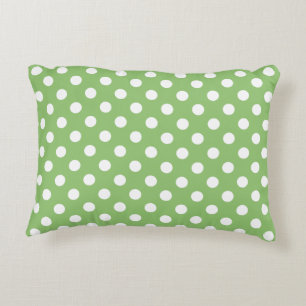 White Polka Dots on Pistachio Green Decorative Cushion