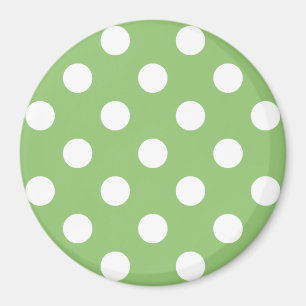 White Polka Dots on Pistachio Green Magnet