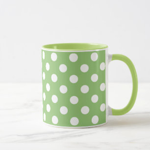 White Polka Dots on Pistachio Green Mug