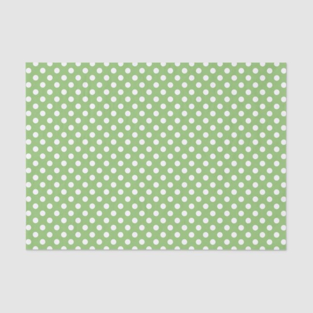 White Polka Dots on Pistachio Green Tissue Paper (Front)
