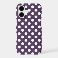 White polka dots on plum purple