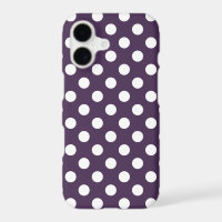 White polka dots on plum purple