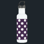 White polka dots on plum purple 710 ml water bottle<br><div class="desc">White polka dots on plum purple</div>