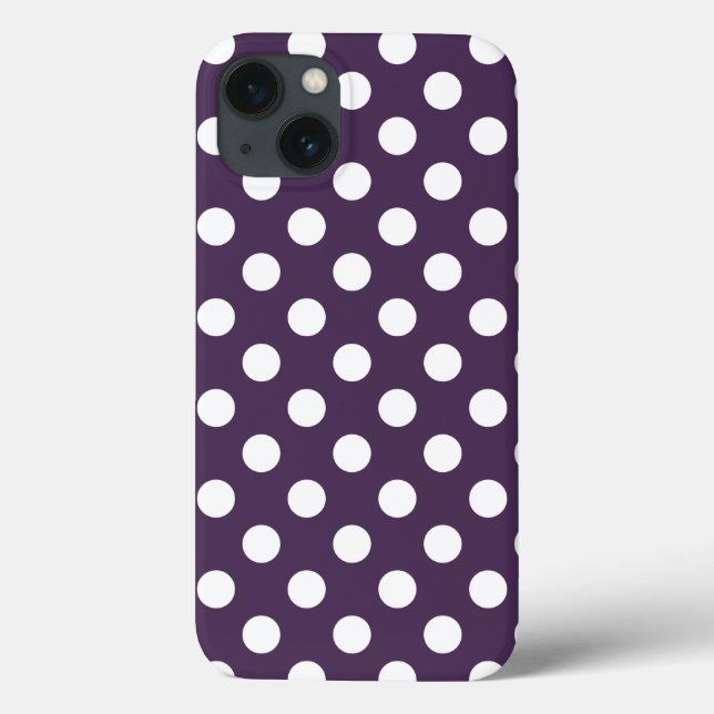 White polka dots on plum purple Case-Mate iPhone c Case (Back)