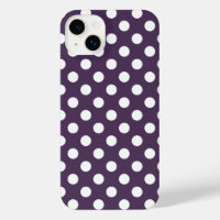 White polka dots on plum purple
