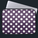 White polka dots on plum purple laptop sleeve<br><div class="desc">White polka dots on plum purple</div>