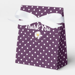 white polka dots on plum thank you favour box