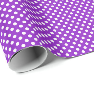 White Polka Dots on Purple Wrapping Paper