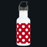 White polka dots on red 532 ml water bottle<br><div class="desc">White polka dots on red</div>