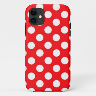 White polka Dots On Red Background iPhone 11 Case