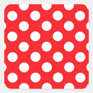 White polka Dots On Red Background Square Sticker