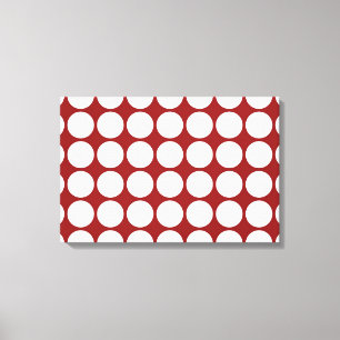 White Polka Dots on Red Canvas Print