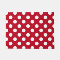 White polka dots on red