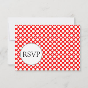 White Polka Dots on Red Editable RSVP Cards