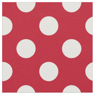 White polka dots on red fabric