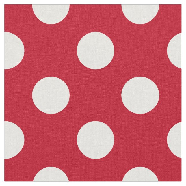 White polka dots on red fabric (Close Up)