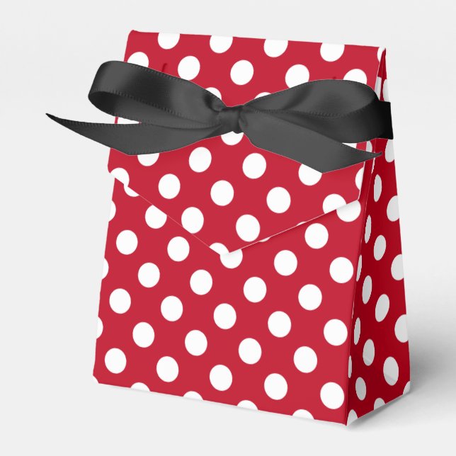 White polka dots on red favour box (Front Side)