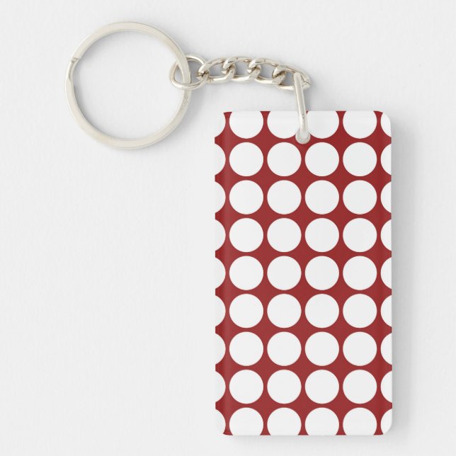 White Polka Dots on Red Key Ring (Front)