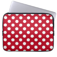 White polka dots on red