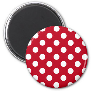 White polka dots on red magnet