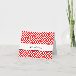 White Polka-Dots on Red New Address Card