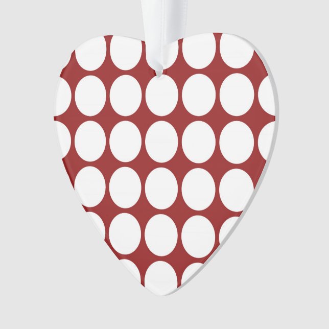 White Polka Dots on Red Ornament (Front)