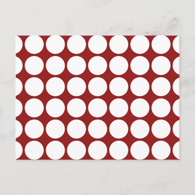 White Polka Dots on Red Postcard (Front)