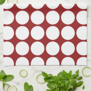 White Polka Dots on Red Tea Towel