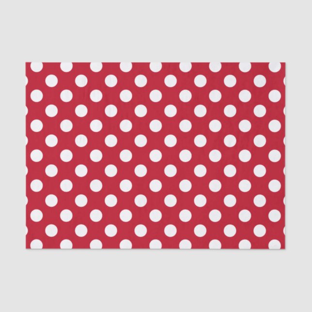 White polka dots on red tissue paper (Front)