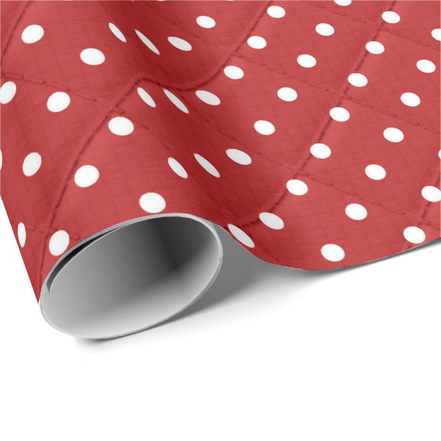 white polka dots on red wrapping paper (Roll Corner)