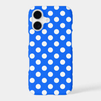 White polka dots on royal blue