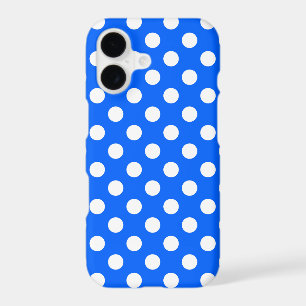 White polka dots on royal blue