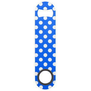 White polka dots on royal blue