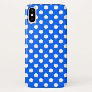 White polka dots on royal blue iPhone x case