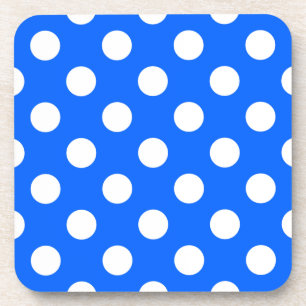 White polka dots on royal blue coaster