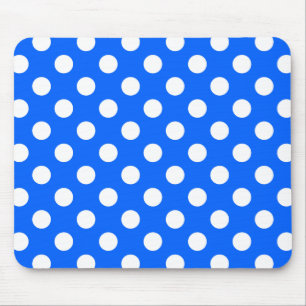 White polka dots on royal blue mouse mat