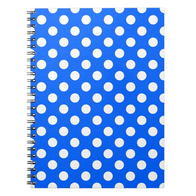 White polka dots on royal blue notebook (Front)