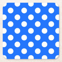 White polka dots on royal blue
